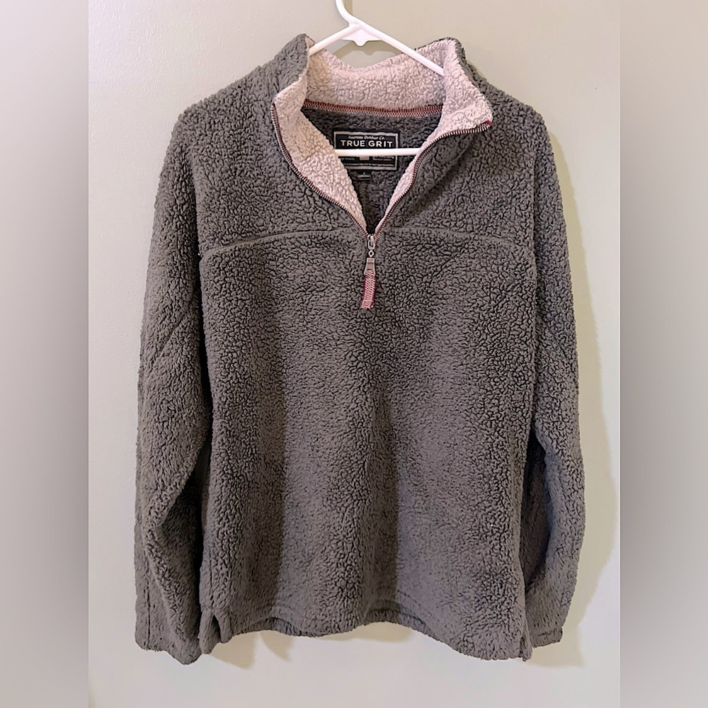 True Grit American Outdoor Company Sherpa Fleece 1/4 Pullover Gray Size S